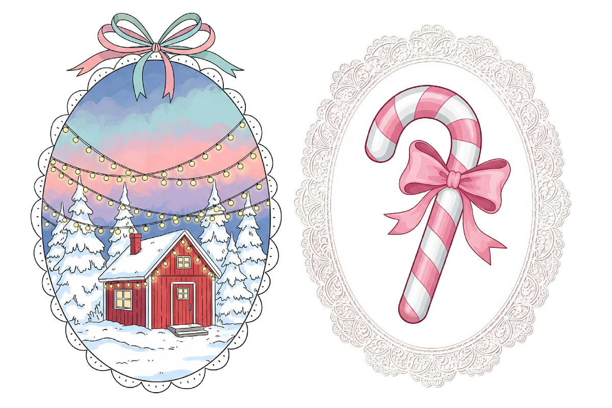 Coquette Christmas Frame Clipart, an Illustration by Designworld (Photo 4 of 5)