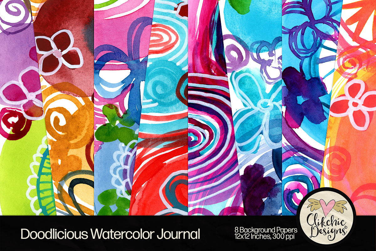 Watercolor Journal Backgrounds, a Background Graphic by Clikchic Designs (Photo 1 of 10)