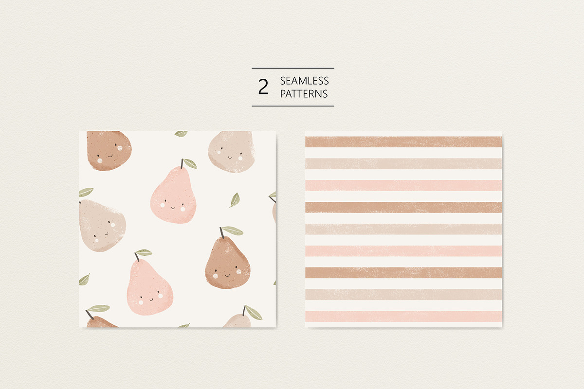 Cute pears Rose and Beige, a Pattern Graphic by Olena Kuznietsova (Photo 2 of 10)