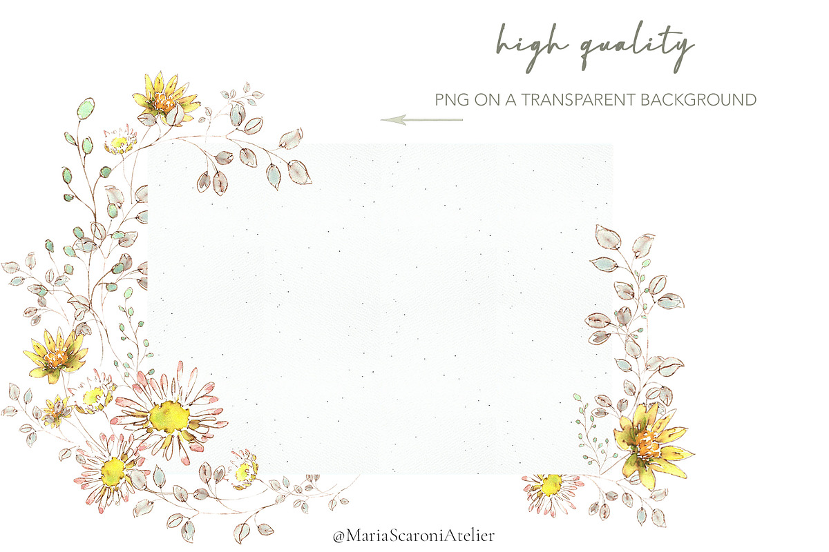 Romantic Watercolor Floral Frames, a Decorative Illustration by MariaScaroniAtelier (Photo 4 of 14)