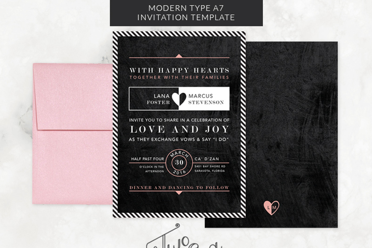 Modern Type & Chalkboard Invitation, an Invitation Template by Two if by Sea Studios
