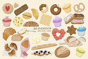 Pastries Bakery Clipart & Pattern, a Food Illustration by Vaniuta_Art (Thumbnail 3 of 13)