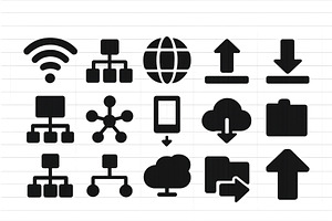 Collection of black icons, a Technology Illustration by ZinetroN