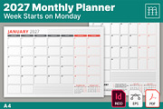 Monthly Planner 2027 (MP038-27-M), a Stationery Template by mikhailmorosin (Thumbnail 1 of 4)