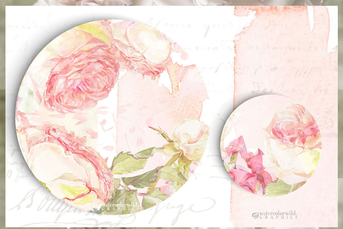 Roses watercolor clipart, an Illustration by watercolorwild.graphics (Photo 2 of 8)