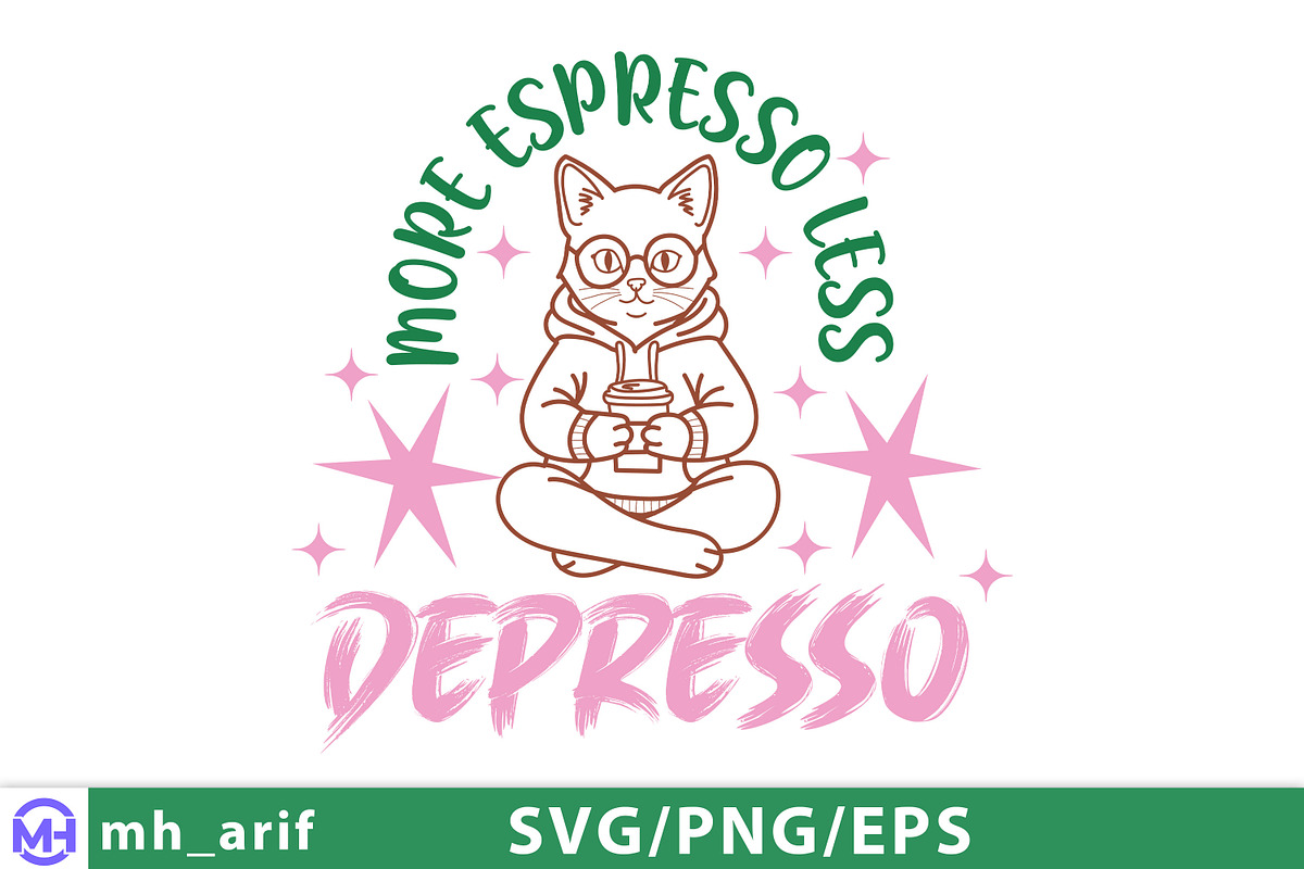 Cat Coffee Espresso Funny Hand-drawn, a Graphic by mh_arif (Photo 1 of 4)