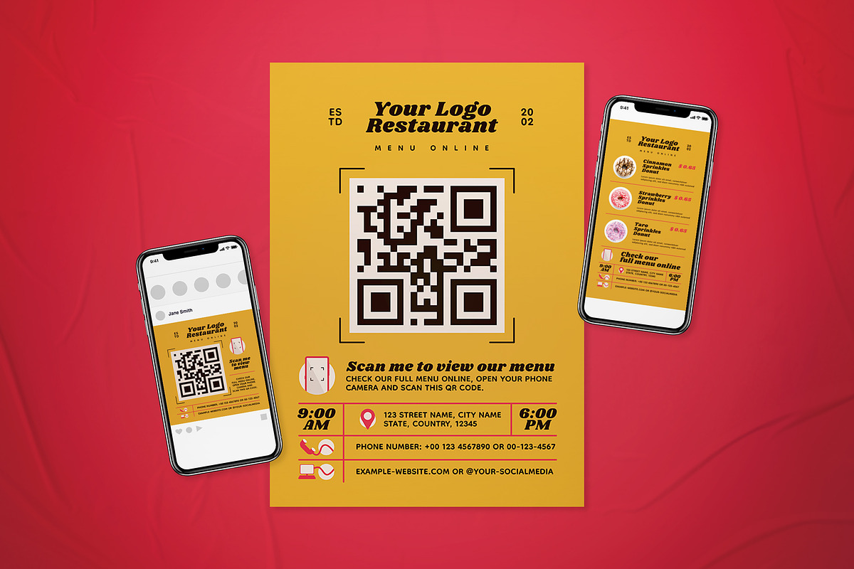 QR Code Online Menu Flyer Set, a Flyer Template by The Good Store