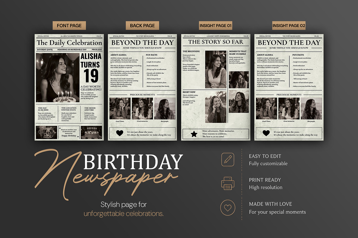 Birthday Newspaper Print Template, a Magazine Template by Shajib Shikder (Photo 5 of 10)