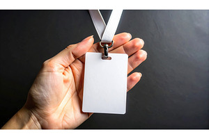 A person holding a blank white ID, a Business Photo by Igor Tichonow