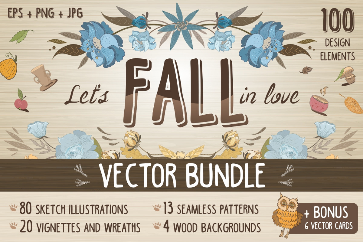 Vintage Fall Vector Bundle + Bonus, a Decorative Illustration by kisikoida (Photo 1 of 5)