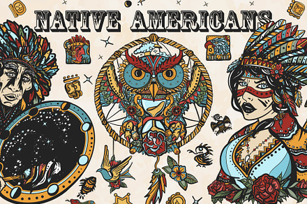 Native Americans old school tattoo