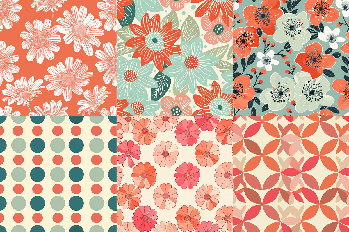 Modern Floral Seamless Digital Paper, a Texture Illustration by DreamPrint404 (Photo 3 of 7)