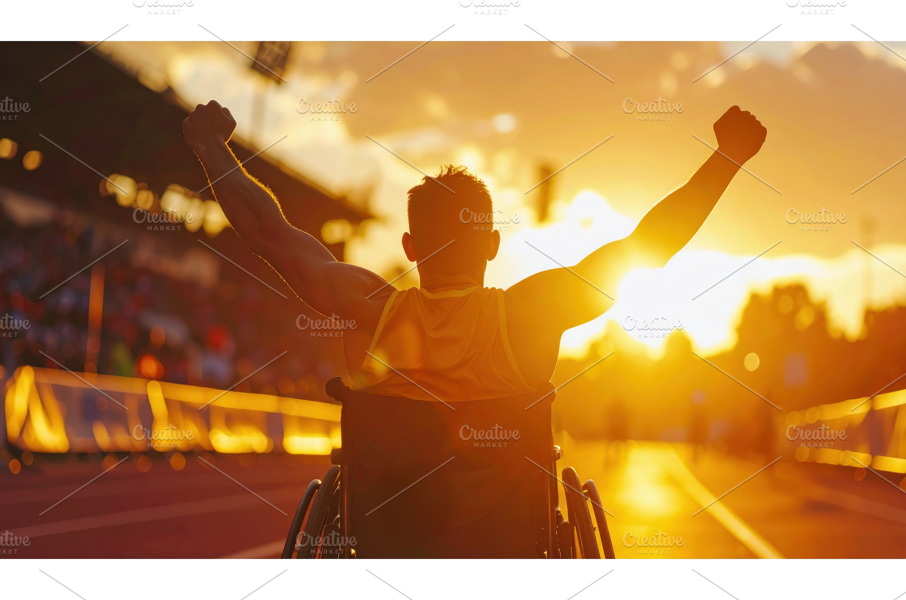 A victorious male athlete in a, a Sports & Recreation Photo by Igor Tichonow