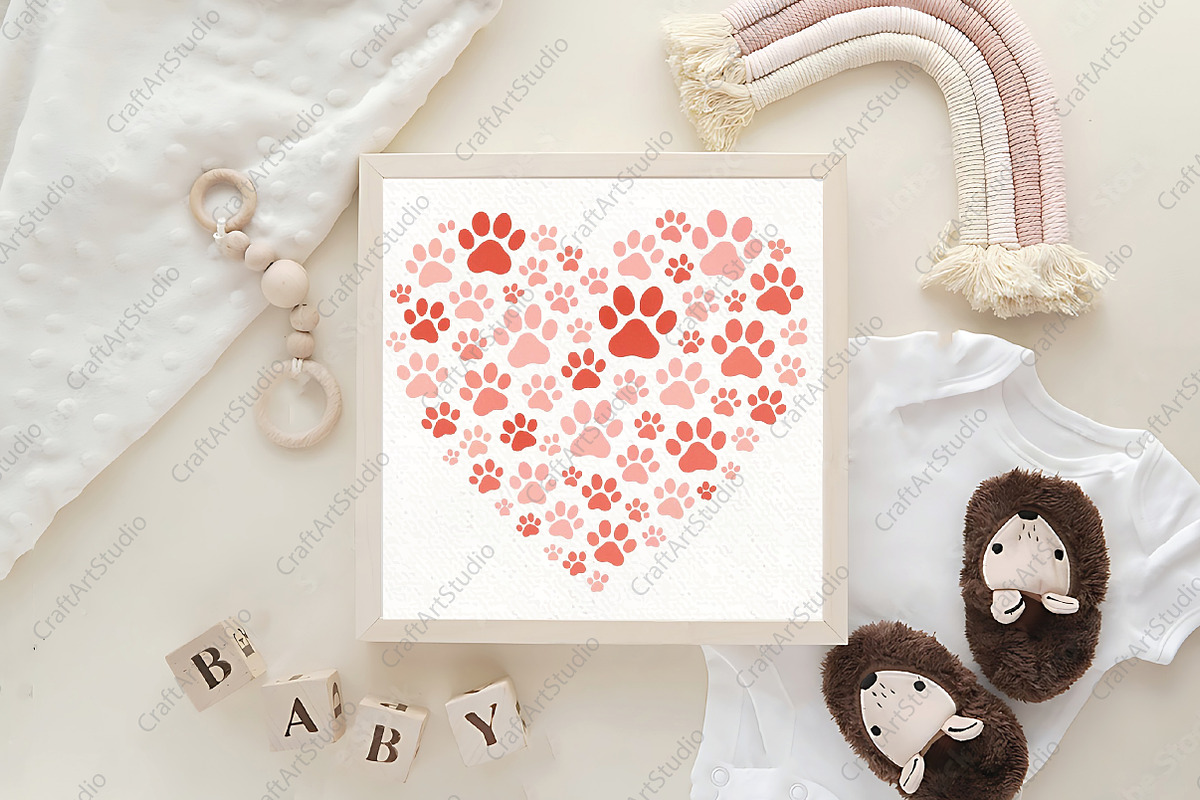 Dog Paw Heart Valentine's Day PNG, an Illustration by CraftArtStudio (Photo 4 of 4)