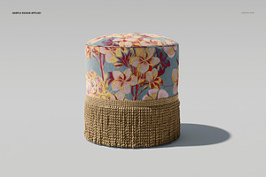 Fringed Velvet Footstool Mockup Set