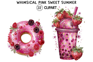 Whimsical Pink Sweet Summer Clipart, a Seasonal Illustration by Creative Art