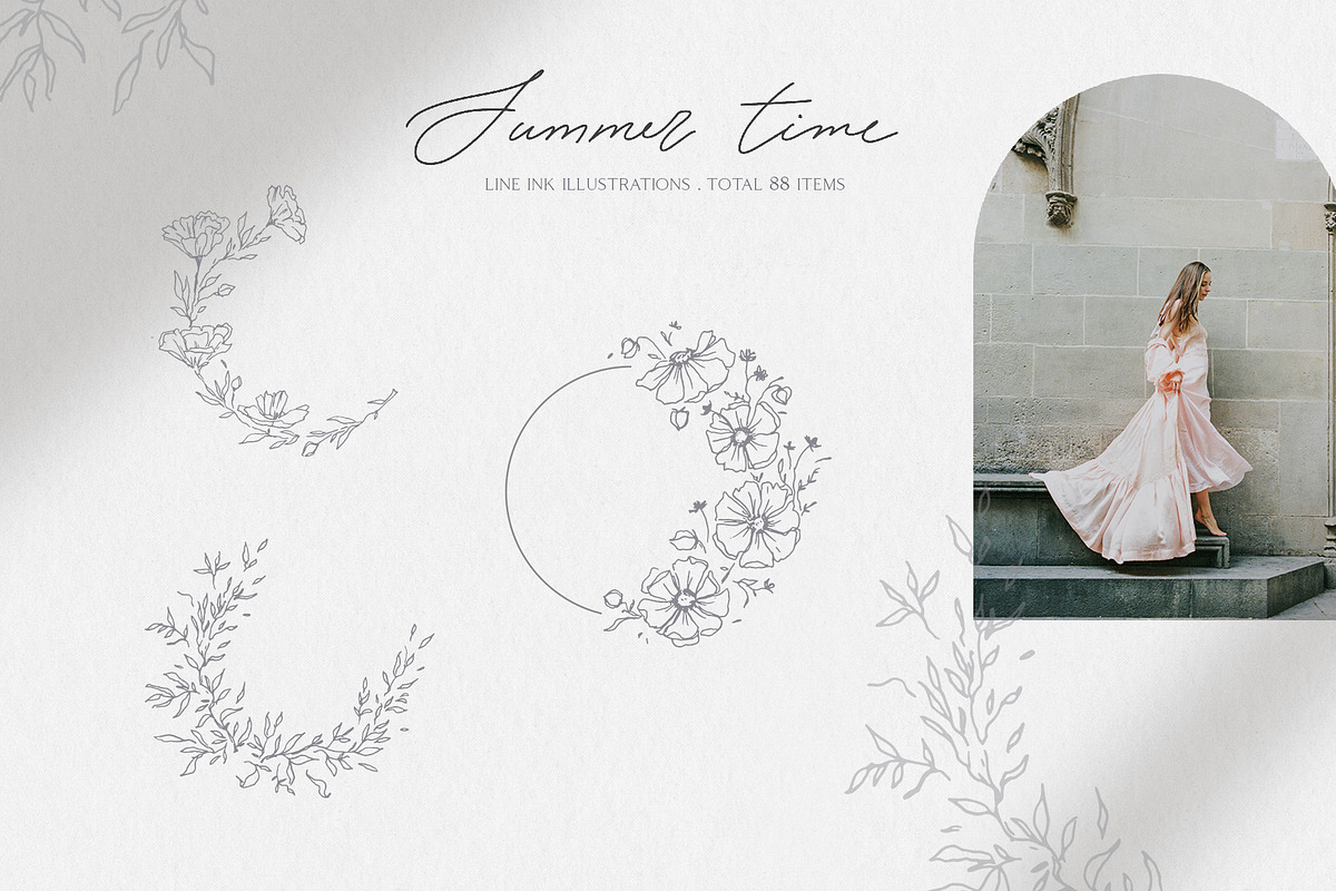 Summer botanical line art, a Decorative Illustration by Summer Nightingale Art (Photo 7 of 12)