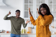 Psychological Abuse. Angry Black Man Shouting At His Scared Girlfriend In Kitch, a Photo by Prostock-Studio (Thumbnail 3 of 3)