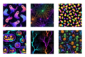 Neon Halloween Digital Paper