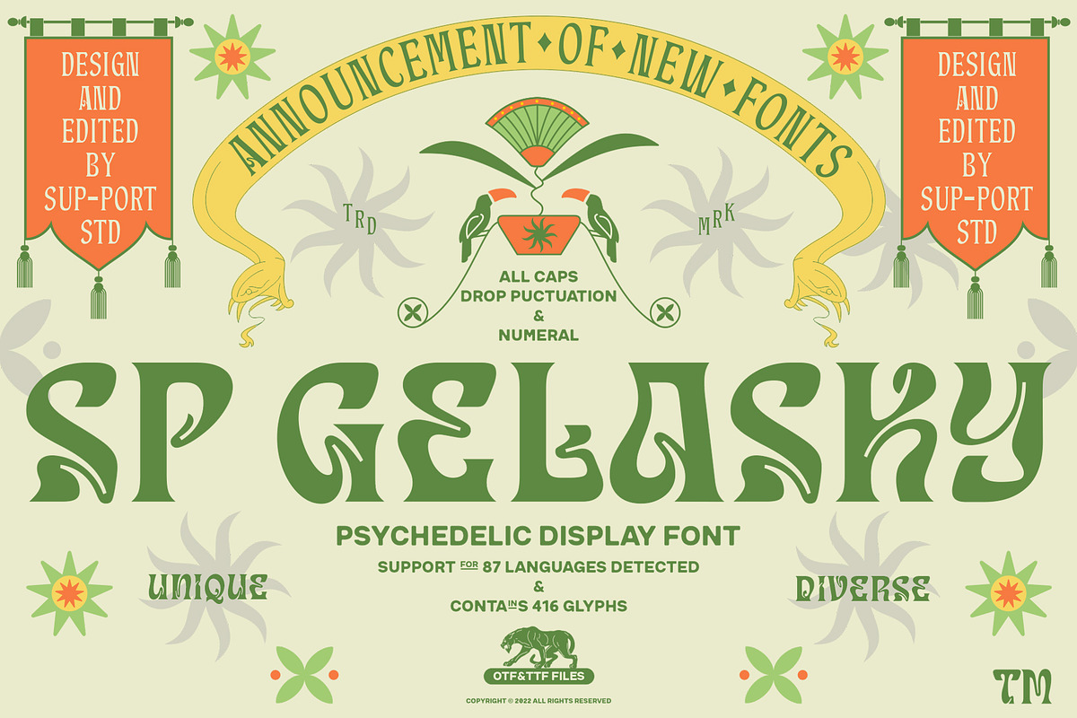SP GELASKY Psychedelic Font, a Serif Font by Sup.Port Studio (Photo 1 of 16)
