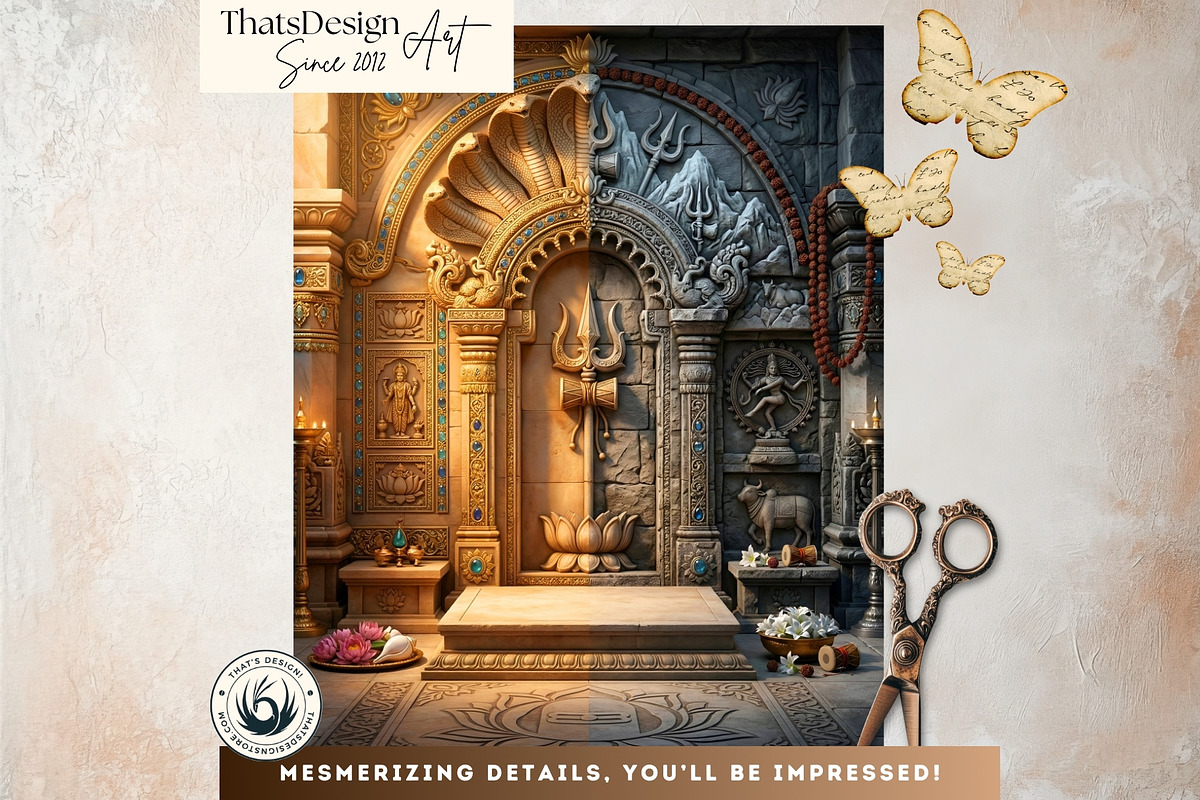 Hindu Mythology Temple Backdrops, a Decorative Illustration by ThatsDesignArt (Photo 5 of 14)