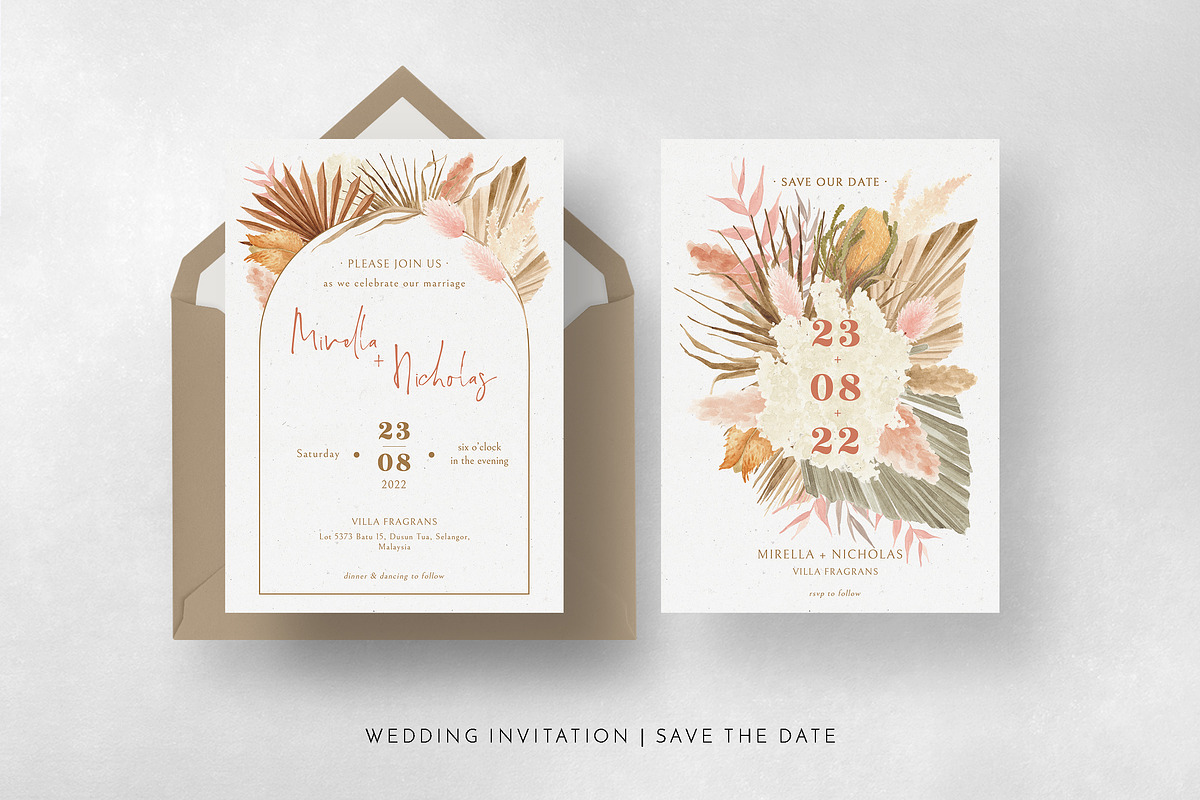 Bohemian Dried Foliage Wedding Suite, an Invitation Template by BlueRobinDesignShop (Photo 16 of 17)