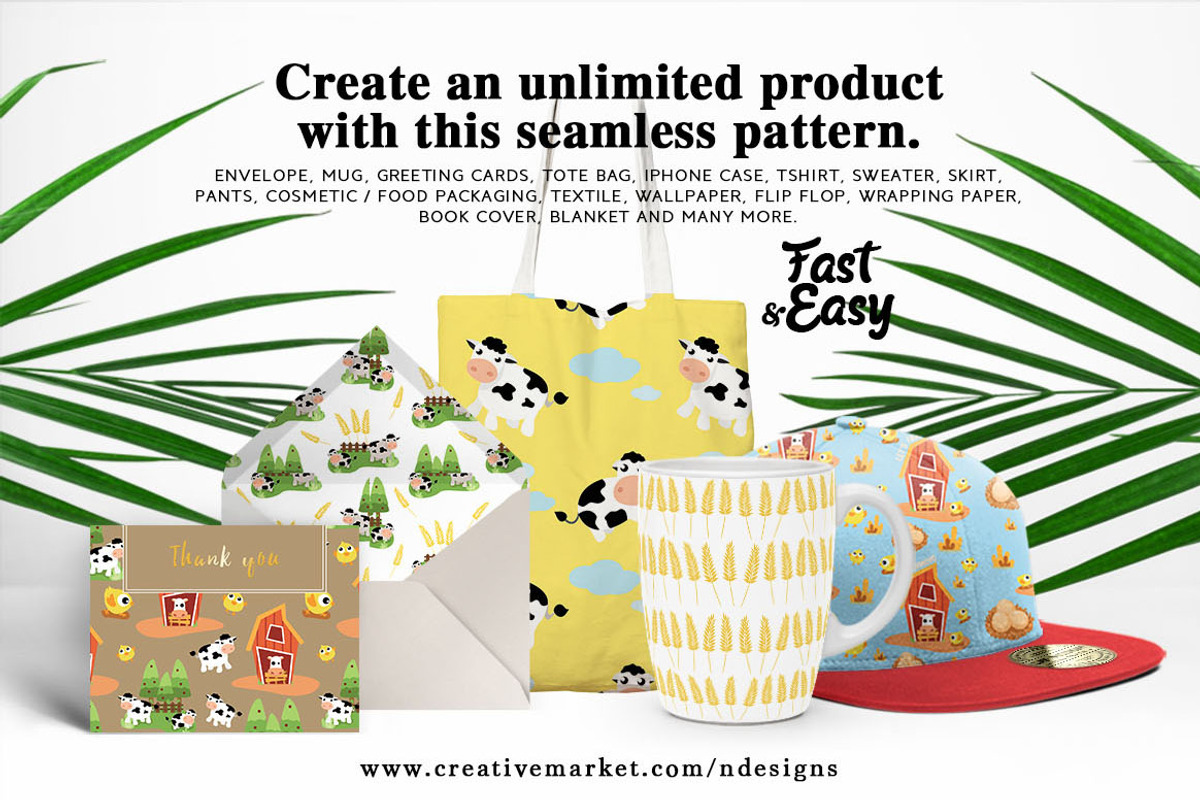 Farm Seamless Pattern + Clipart + Ai, a Pattern Graphic by NDesigns (Photo 2 of 4)