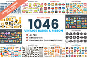 1046 VINTAGE BADGE & RIBBON, a Branding & Logo Template by Toonsteb (Thumbnail 1 of 19)