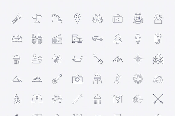 Outline stroke Camping icons. preview 2