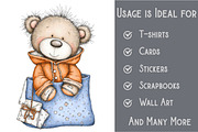 Whimsical Cute Teddy Bear Clipart, an Illustration by Pixels.Craft (Thumbnail 3 of 6)