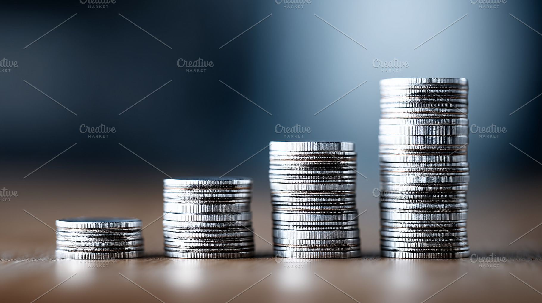 Stacks of silver coins arranged in, a Business Photo by MistyDay