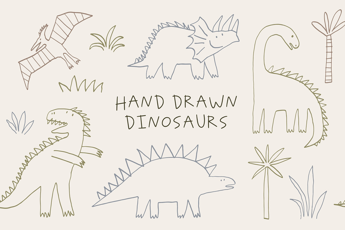 Hand Drawn Dinosaurs, an Animal Illustration by Barkova Nadya (Photo 1 of 7)