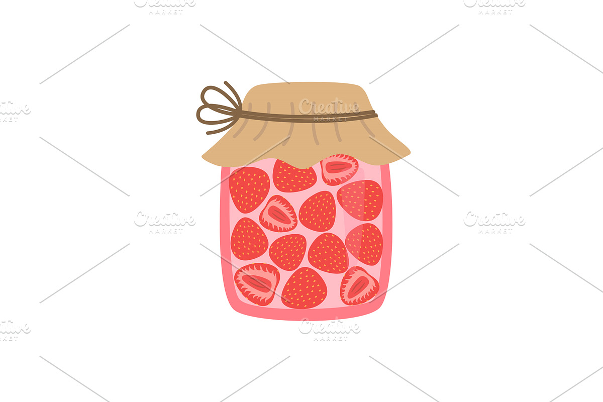 Strawberry jam, sweet food. Vector, a Food Illustration by Nadzin