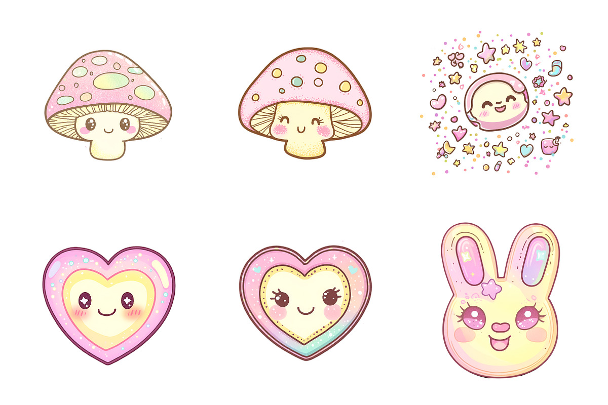 Pastel Kawaii Clipart, an Illustration by SinaCreation (Photo 4 of 10)