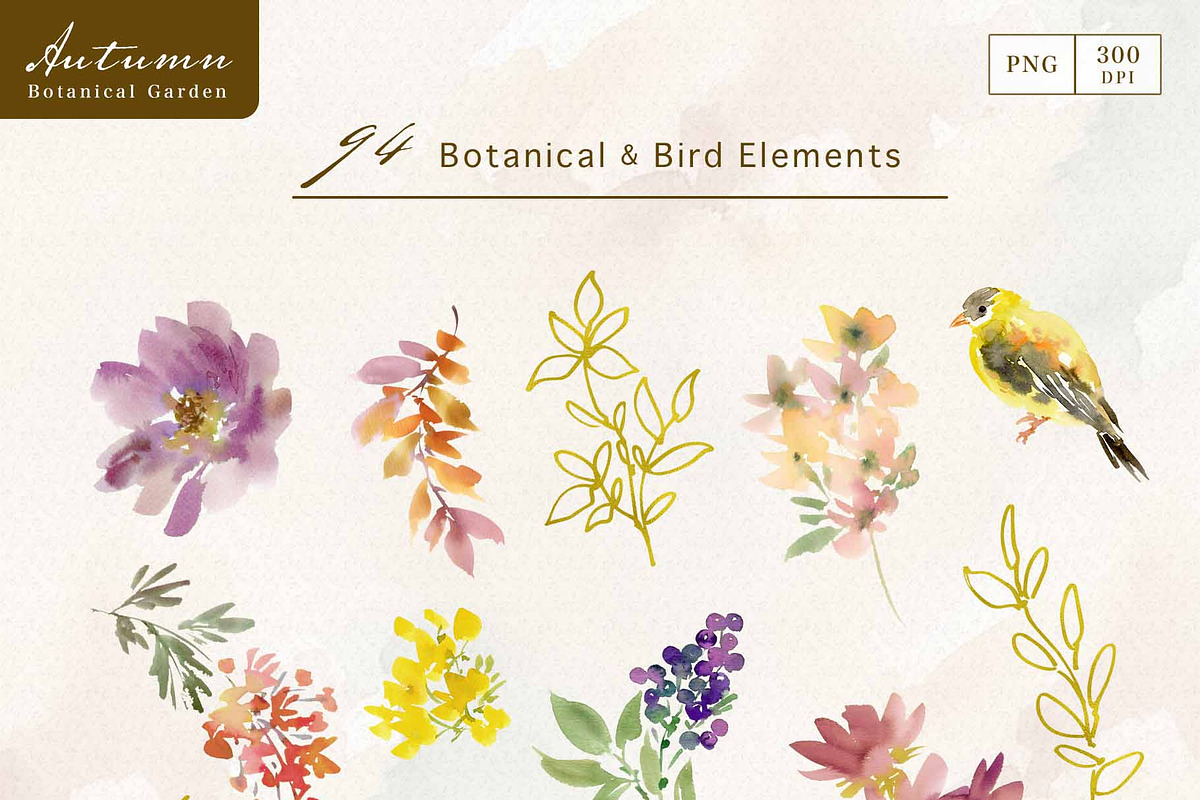 Watercolor Autumn botanical graphics, an Object Graphic by Sawango Designs (Photo 4 of 14)