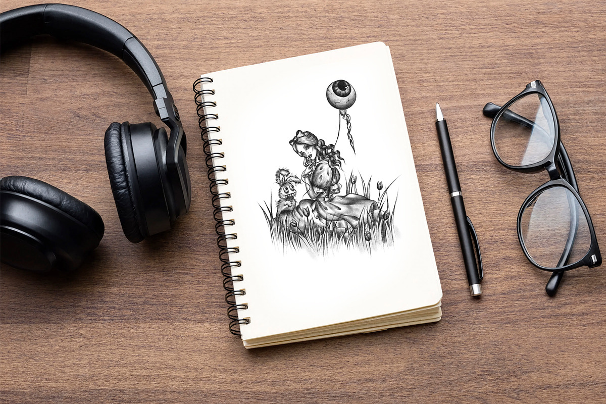 Scary Alice in Wonderland, a Person Illustration by Vitaliy Grin (Photo 3 of 3)