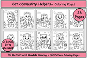 Cat Community Helpers Coloring Pages, an Animal Illustration by Lamia Emad (Thumbnail 1 of 5)