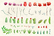 Watercolor Cactus & Florals Set, a Decorative Illustration by RalucaGheorghe (Thumbnail 2 of 3)