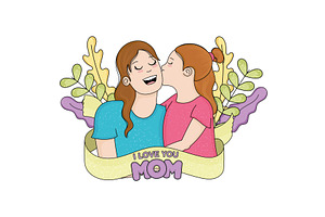 Cute mother character with her, a Person Illustration by studioDK