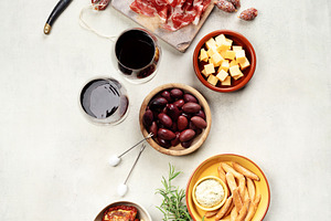 Wine and Charcuterie Board with Cheese Olives and Snacks, a Food & Drink Photo by Natalia Klenova's Shop