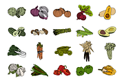 20 Handdrawn Vegetable Illustrations, a Food Illustration by Linseed Studio (Thumbnail 3 of 3)