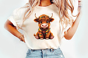 Cute Highland Cow with Christmas, an Illustration by Watercolor design (Thumbnail 2 of 3)