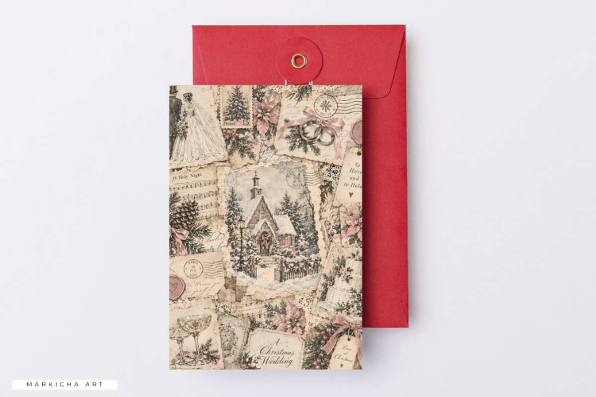 Wedding Winter Junk Journal Pages, a Background Graphic by Markicha Art (Photo 5 of 5)