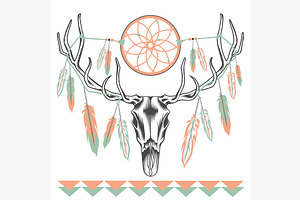 Ethnic Deer Skull Dreamcatcher