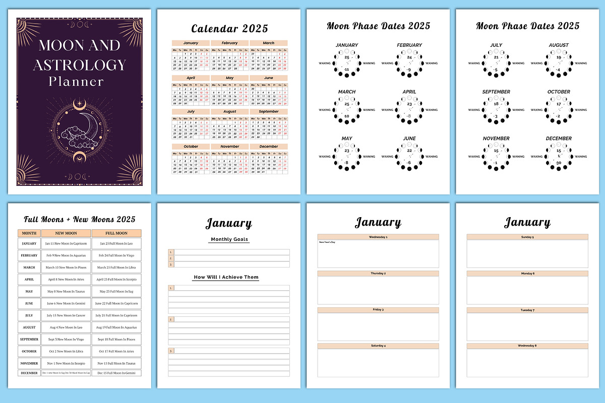 Moon And Astrology Planner Canva, a Stationery Template by Designmela01 (Photo 2 of 5)