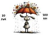 Whimsical Rainy Bunny Clipart, an Animal Illustration by GiraffeCreative (Thumbnail 17 of 19)