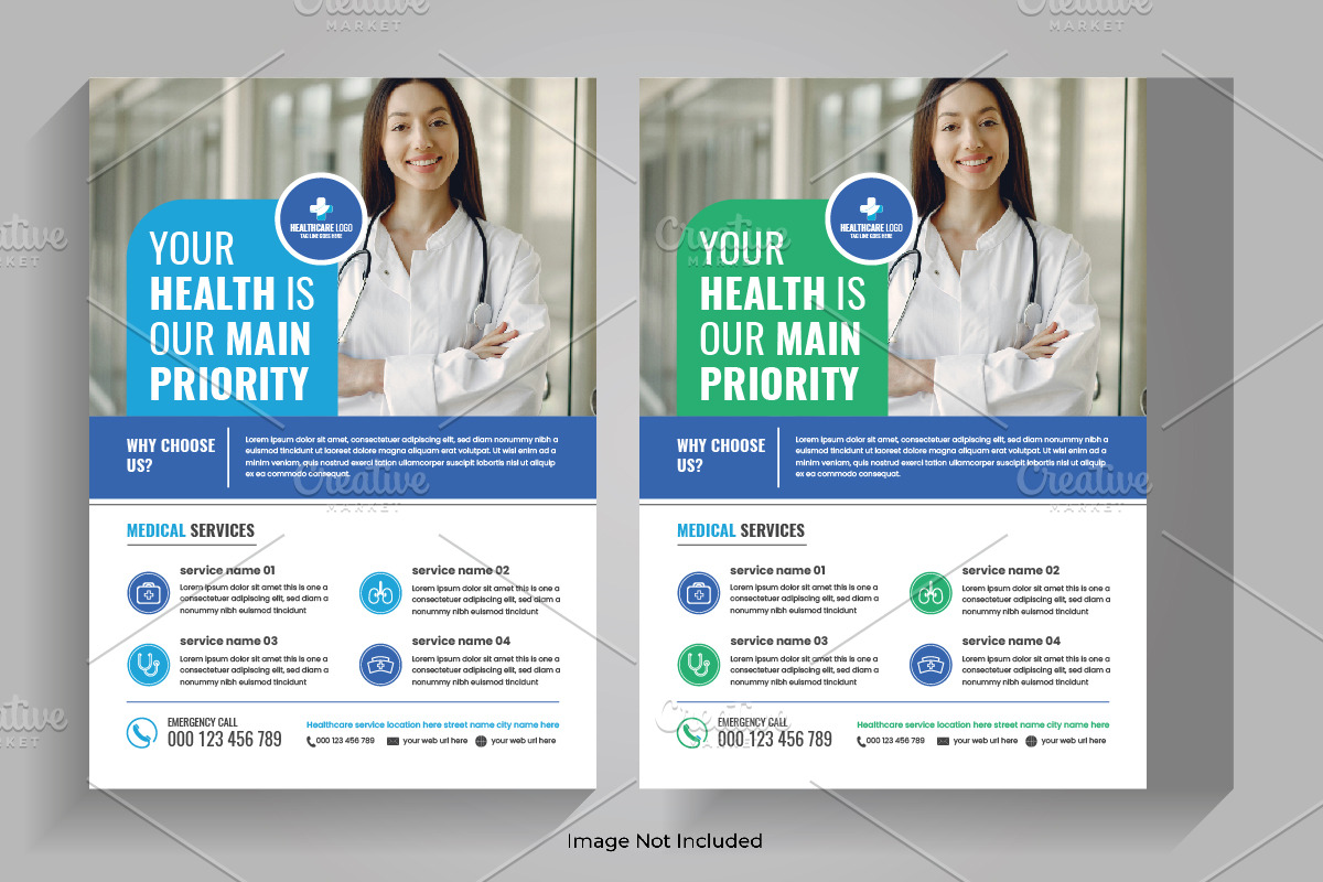 Hospital Service Flyer Design, a Flyer Template by Tanuart