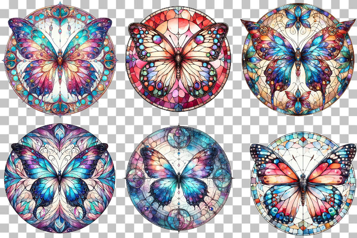 Mystical Butterfly Round Stained Gla, an Illustration by DreamCafeArt (Photo 3 of 6)