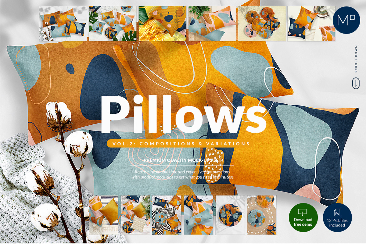 Pillows vol.2: Compositions Mock-ups, a Household Mockup by Mocca Mockups Store (Photo 1 of 2)