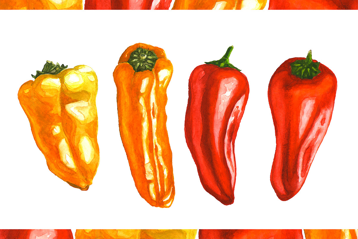 Hand-drawn Watercolor Mini Peppers, a Decorative Illustration by Margo Miller (Photo 2 of 17)